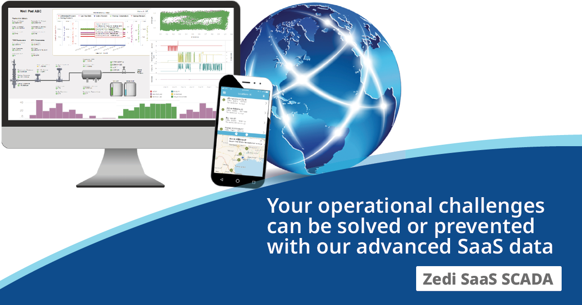 Worldwide Zedi locations for SaaS SCADA for industries like oil and gas production, water and wastewater utilities, packaging, mining and more